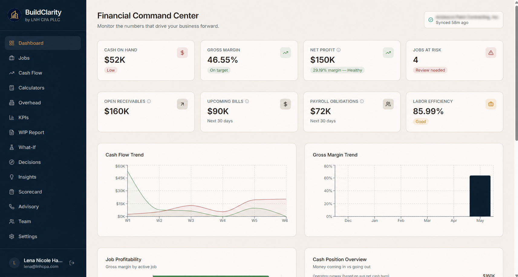 BuildClarity Financial Command Center Dashboard